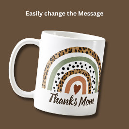 Taza De Café Gracias Mamá Leopard Spots imprime Boho Rainbow