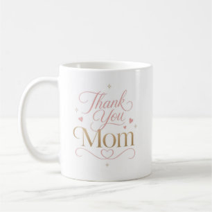 Taza De Café Gracias Mamá Tipografía Rosa Dorada Elegante
