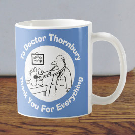 Taza De Café Gracias Médica con Nombre y Mensaje.