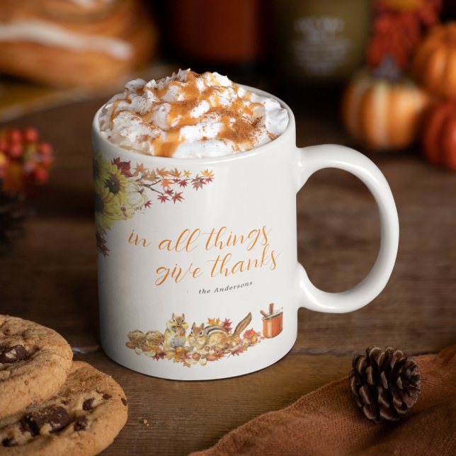 Taza De Café Gracias | Monograma del Día de Acción de Gracias d (Subido por el creador)