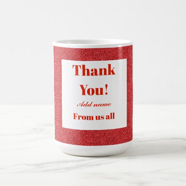 Taza De Café Gracias personalizados de todos nosotros mug (Centro)