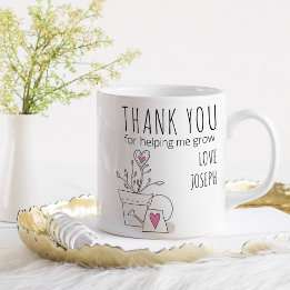 Taza De Café Gracias por ayudarme a crecer Doodle de planta ros