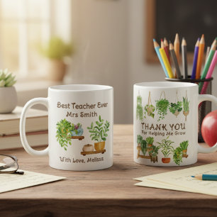 Taza De Café Gracias Por Ayudarme A Crecer Planta Acuarela