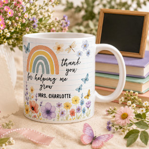 Taza De Café Gracias por Ayudarme a Crecer Profesor Arcoíris