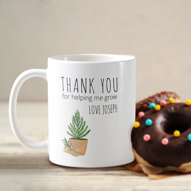 Taza De Café Gracias por ayudarme a crecer profesor de árbol de (Subido por el creador)