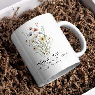Taza De Café Gracias por ayudarme a crecer profesor de flores