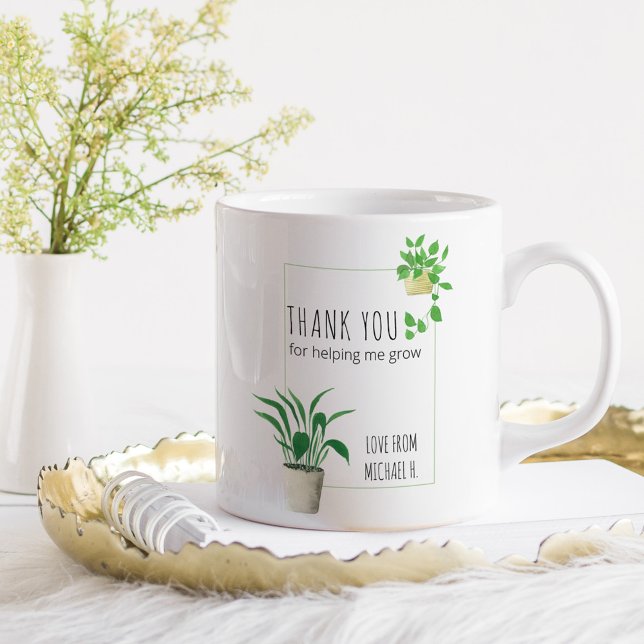 Taza De Café Gracias por ayudarme a crecer profesor de plantas  (Teacher gift mug with house plants .. thank you for helping me grow)