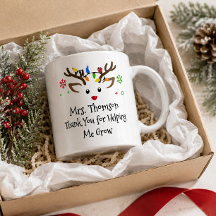 Taza De Café Gracias por ayudarme a crecer Reno de Navidad