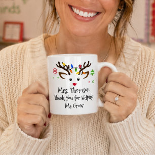 Taza De Café Gracias por ayudarme a crecer Reno de Navidad 