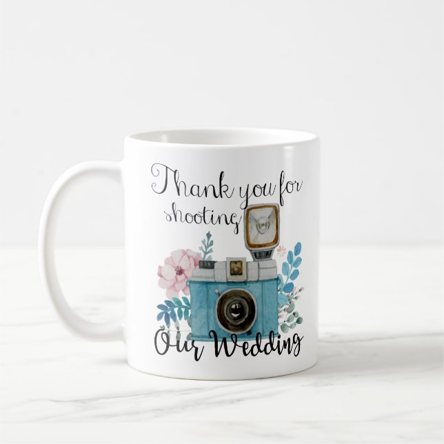 Taza De Café Gracias por disparar a nuestro Boda (Izquierda)