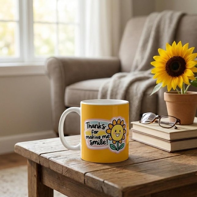 Taza De Café Gracias Por Hacerme Sonreír Mug (Make someone smile with this cute flower mug! )