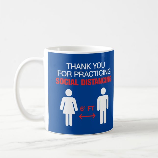 Taza De Café Gracias Por Practicar La Distancia Social (Izquierda)