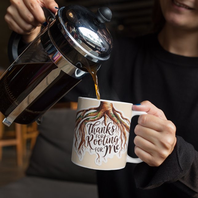 Taza De Café Gracias Por Rooting For Me Mug (Show gratitude for your support with this, "Thanks for rooting for me" watercolor tree root mug! )