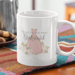 Taza De Café Gracias por ser mi Bridesmaid Rubor Watercolor<br><div class="desc">¿Gracias por ser dama de honor? Este diseño presenta gracias por ser mi dama de honor, regalo de fiesta nupcial, favores de idea de regalo, un estilo romántico y elegante de moda, con sencilla y mínima dama de honor, tipografía de escritura caligráfica, boda de acuarela rosa y un diseño floral...</div>