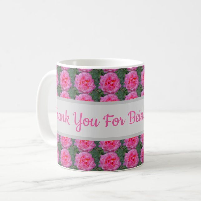 Taza De Café Gracias por ser mi patrón de rosa rosado de profes (Anverso izquierdo)