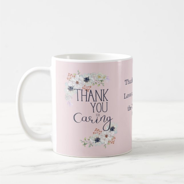 Taza De Café Gracias Por Su Apreciación Floral Rosa (Izquierda)
