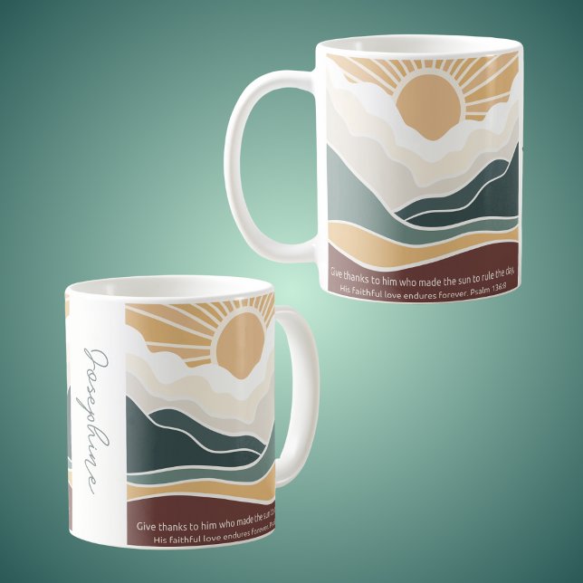 Taza De Café Gracias por Su Cristiano Boho Sunrise (Subido por el creador)