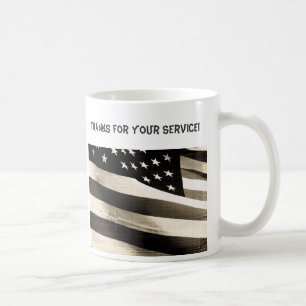 Taza De Café Gracias por su servicio, bandera americana