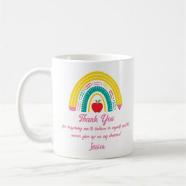 Taza De Café gracias profesor escuela arco iris suministro rosa