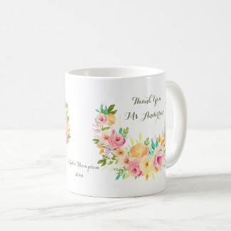 Taza De Café Gracias profesor Floral Wreath Coffee Mug
