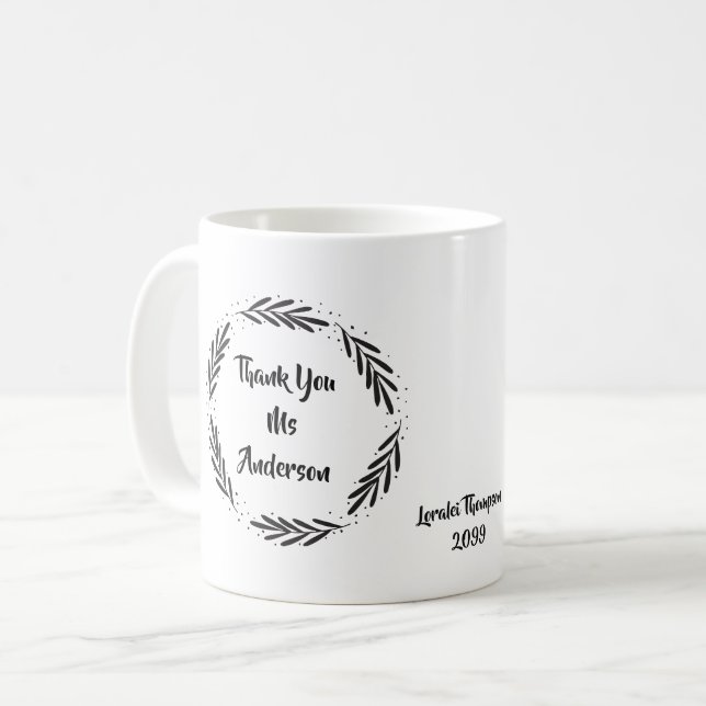 Taza De Café Gracias Profesor Leaf Wreath Coffee Mug (Anverso izquierdo)
