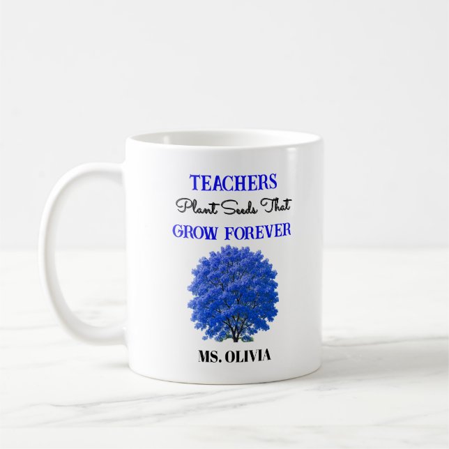 Taza De Café Gracias profesor Mug - Crecer mentes con amor (Izquierda)