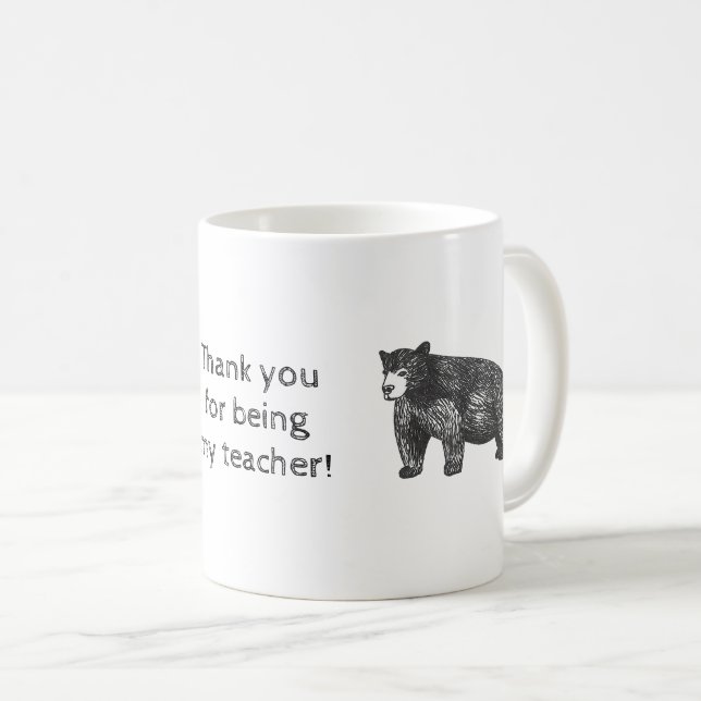 Taza De Café Gracias Profesor Rustic Black Bear (Anverso derecho)