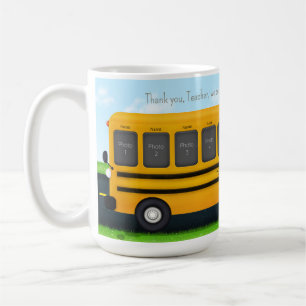 Taza De Café Gracias profesora escuela amarilla Autobús 10 foto