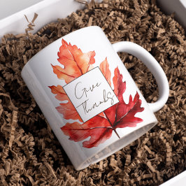 Taza De Café Gracias Red Fall Leaf Thankending