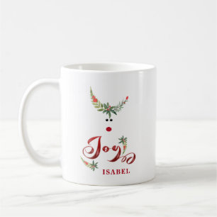 Taza De Café Graciosa alegría de reno holly whimsy personalizad