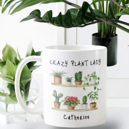 Taza De Café Graciosa Crazy Plant Lady Personalizada