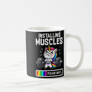 Taza De Café Graciosa Curte Unicorn Workout Gym Fitness Weightl