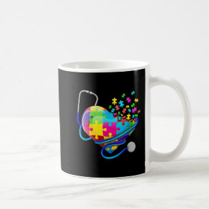 Taza De Café Graciosa Enfermera Autismo Rompecabezas Estetiosco