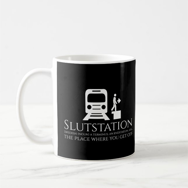 Taza De Café Graciosa estación de música Pun Sueco Terminus End (Izquierda)
