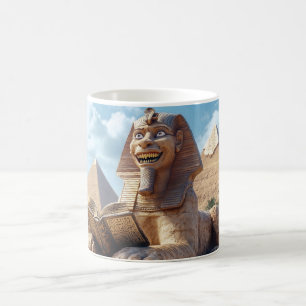 Taza De Café Graciosa estatua de Esfinge leyendo libro antiguo