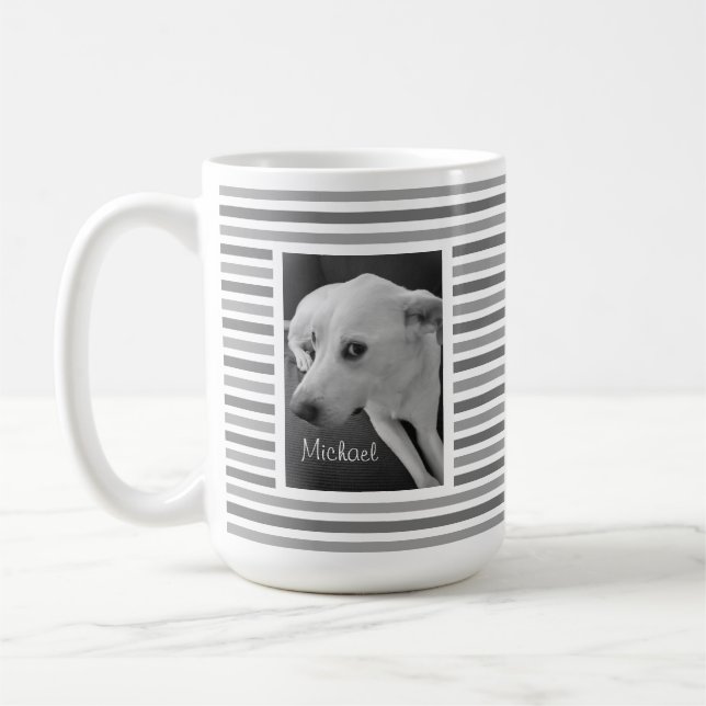 Taza De Café Graciosa foto en blanco y negro de un nombre perso (Izquierda)