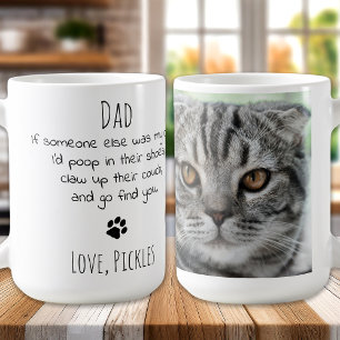 Taza De Café Graciosa foto Mascota personalizada de Cat Dad