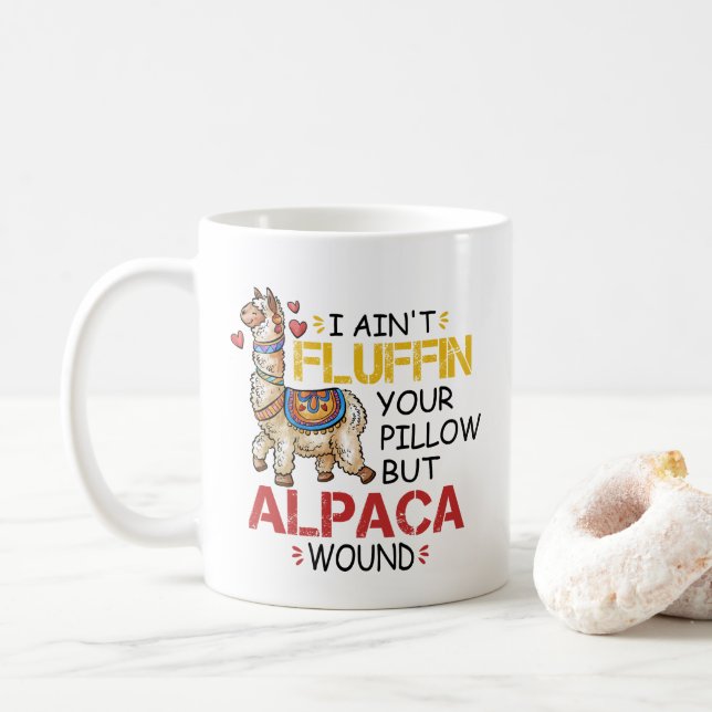 Taza De Café Graciosa herida de Alpaca Llama Enfermeras Regalos (Con donut)