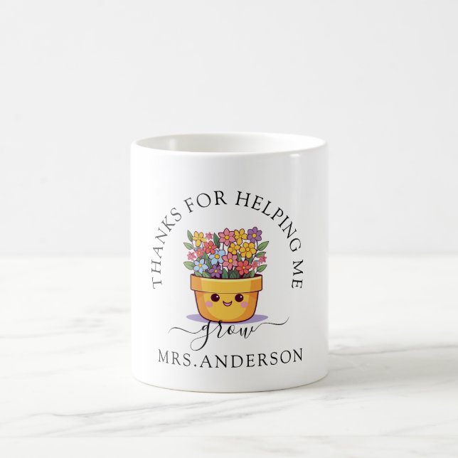 Taza De Café Graciosa olla de plantas "Gracias por ayudarme a c (Centro)
