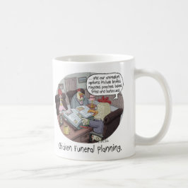 Taza De Café Graciosa planificación de funerales de pollo con p