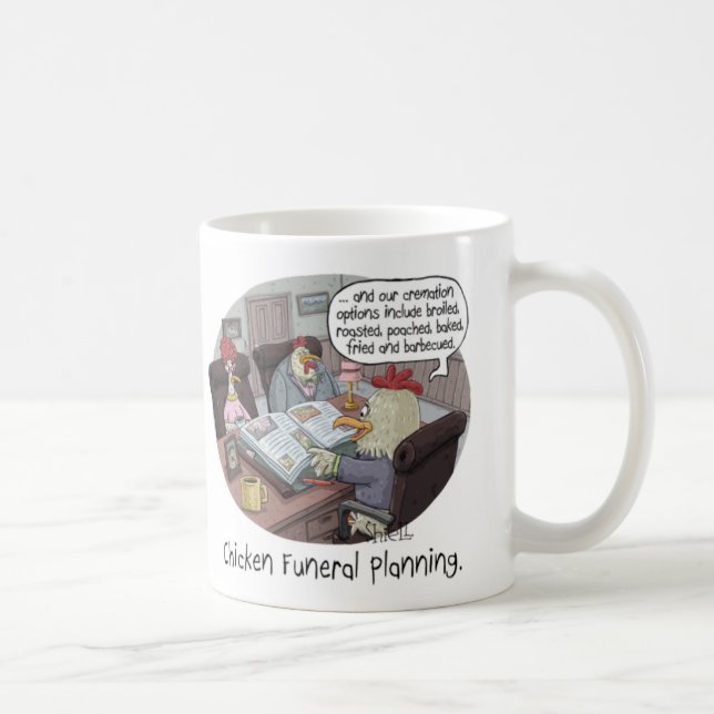 Taza De Café Graciosa planificación de funerales de pollo con p (Derecha)