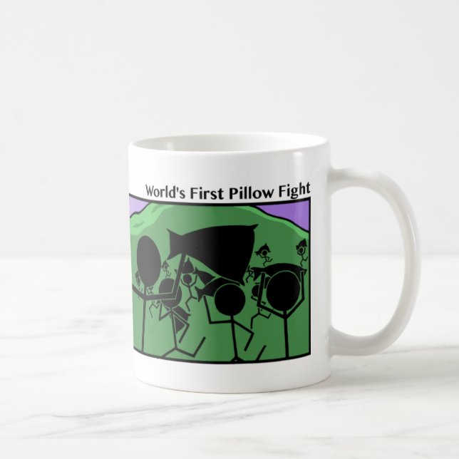 Taza De Café Graciosa primera pelea de almohadas Stickman Mug - (Derecha)