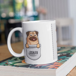 Taza De Café Graciosa Raza Mascota De Pug Perro Lover Pocket Pu