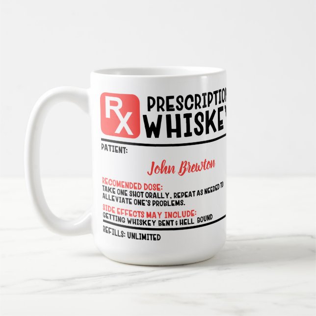 Taza De Café Graciosa receta de Whiskey Médica personalizada (Izquierda)