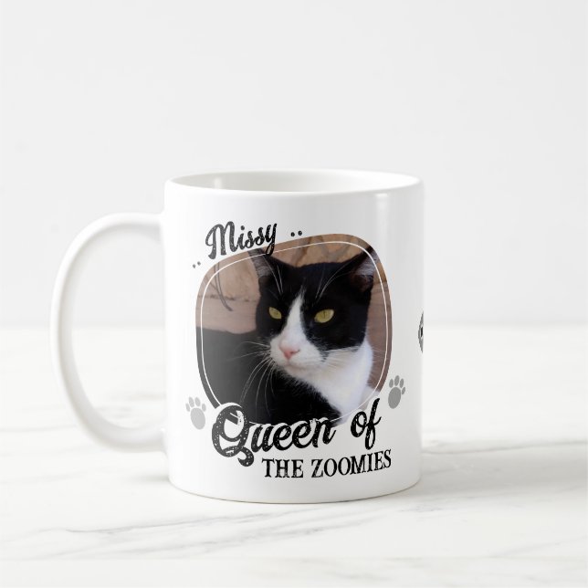 Taza De Café Graciosa Reina De Fotografía De Gato De Zoomías (Izquierda)