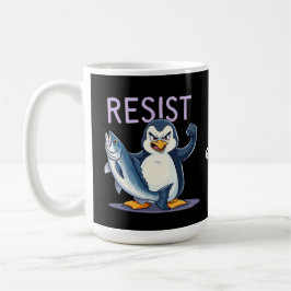 Taza De Café Graciosa resistencia a la protesta pingüina contra