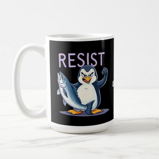 Taza De Café Graciosa resistencia a la protesta pingüina contra (Izquierda)