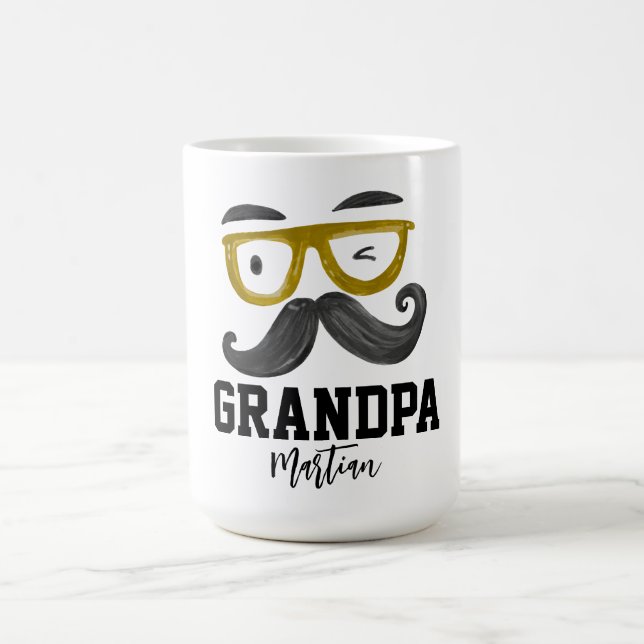 Taza De Café Graciosas clases amarillas y Personalizado bigote  (Centro)