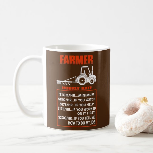 Taza De Café Gracioso agricultor por hora  (Con donut)