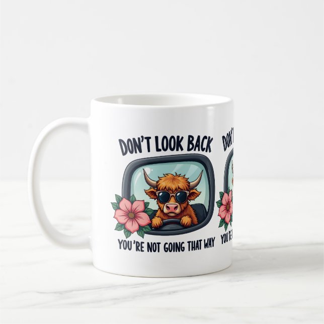 Taza De Café Gracioso arte motivador de la vaca retro occidenta (Izquierda)